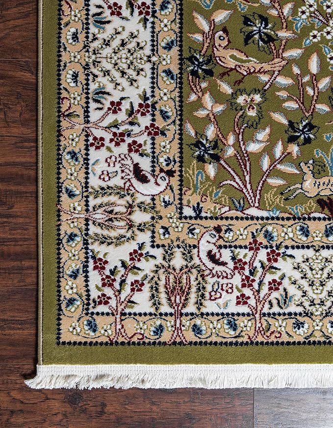 Unique Loom Narenj Collection Area Rug - Bristol (7' 10" x 10' Rectangle, Green/ Ivory)