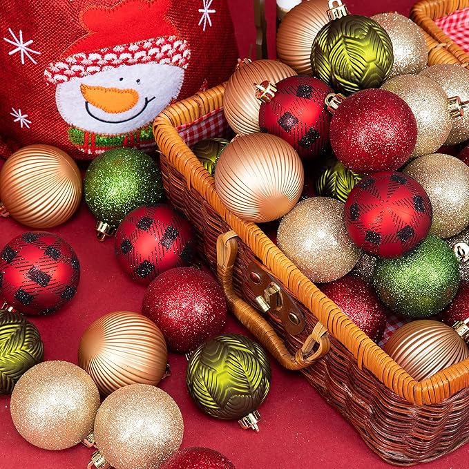 Every Day is Christmas Ornaments, Shatterproof Christmas Tree Ornament Set, Christmas Balls Decoration (50 Count 2.24"/57mm, New Woodland)