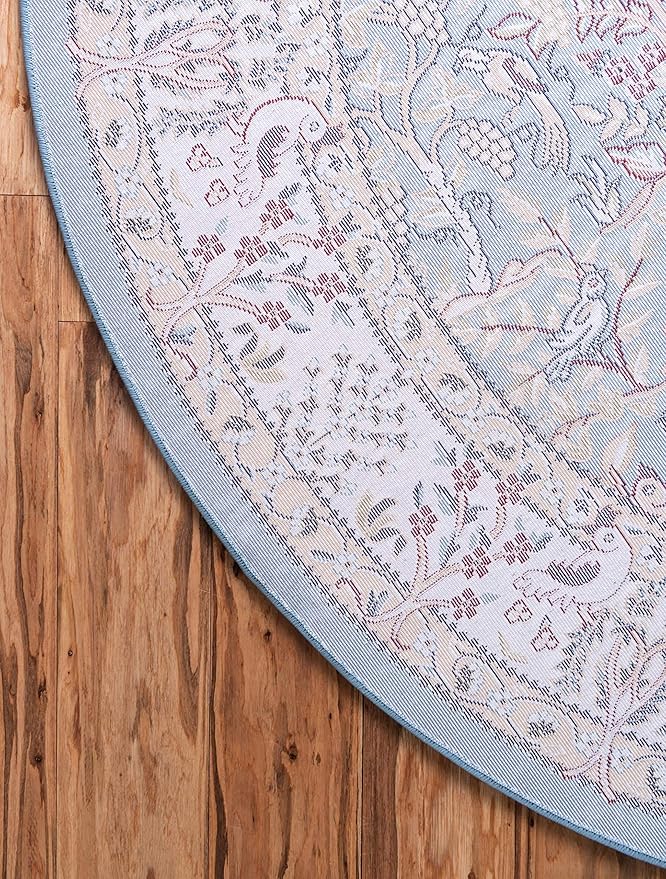 Unique Loom Narenj Collection Area Rug - Bristol (5' 1" Round, Blue/ Beige)
