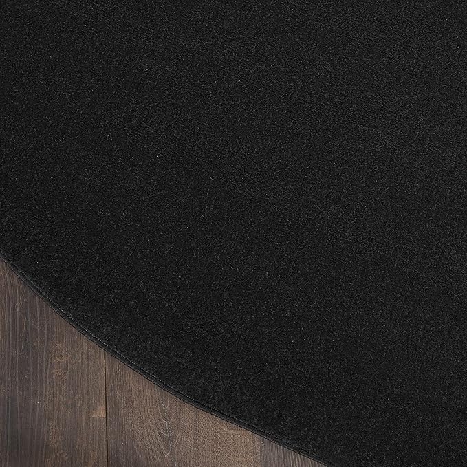 Nourison Home Essentials 4' x Round Black Fabric Outdoor Area Rug (4' Round)