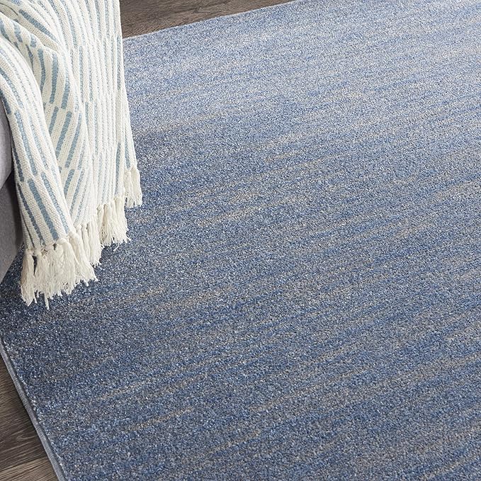 Nourison Home Essentials 5' x Square Blue Gray Fabric Outdoor Area Rug (5' Square)