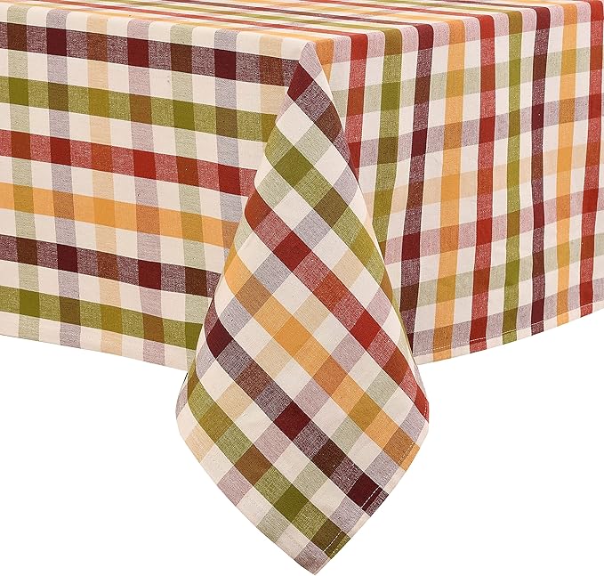 Urban Villa Christmas Tablecloth Buffalo Check Table Cloth Tabletop Cover Kitchen Dining Tablecloth 100% Cotton Great Parties Wedding Holiday Dinner Rectangle 52X70 Inches 4-6 Seats Table Cloth