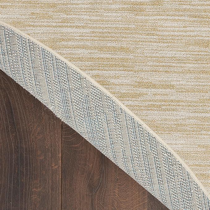 Nourison Home Essentials Indoor/Outdoor Ivory Gold 6' x Round Area Rug, Easy Cleaning, Non Shedding, Bed Room, Living Room, Dining Room, Backyard, Deck, Patio (6 Round)