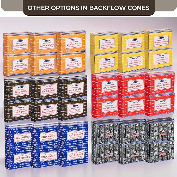 Palo Santo Backflow Incense Cones for Waterfall Aromatic Smoke Fountain Haze Falls and Mat Bundle - Pack of 6