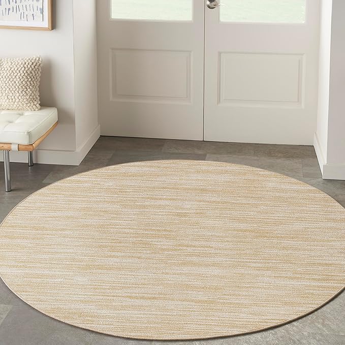 Nourison Home Essentials 8' x Round Ivory Gold Fabric Area Rug