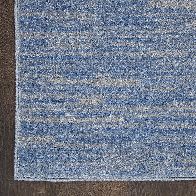 Nourison Home Essentials 5' x Square Blue Gray Fabric Outdoor Area Rug (5' Square)