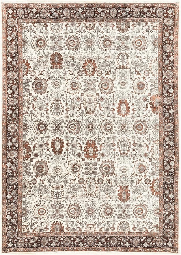 Keen Home Design 8x10 Rug - Machine Washable Area Rug with Non-Slip Backing, Ideal for Living Room, Dining Room, Bedroom - Vintage, Easy Clean, Durable, Low Pile - (8' x 10')