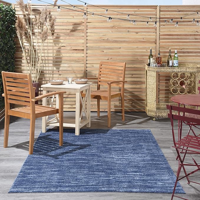 Nourison Home Essentials Indoor/Outdoor Navy Blue 5' x 8' Area Rug, Easy Cleaning, Non Shedding, Bed Room, Living Room, Dining Room, Backyard, Deck, Patio (5x8)