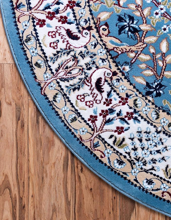 Unique Loom Narenj Collection Area Rug - Bristol (5' 1" Round, Blue/ Beige)