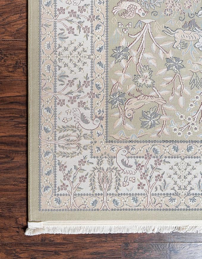 Unique Loom Narenj Collection Area Rug - Bristol (7' 10" x 10' Rectangle, Green/ Ivory)