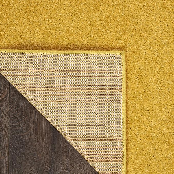 Nourison Home Essentials Solid Indoor/Outdoor Yellow 2'2" x 20 Area Rug, Easy Cleaning, Non Shedding, Bed Room, Living Room, Dining Room, Deck, Patio, Backyard (2x20)