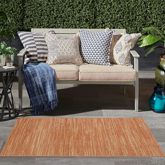 Nourison Home Essentials Indoor/Outdoor Rust 3' x 5' Area Rug, Easy Cleaning, Non Shedding, Bed Room, Living Room, Dining Room, Backyard, Deck, Patio (3x5)