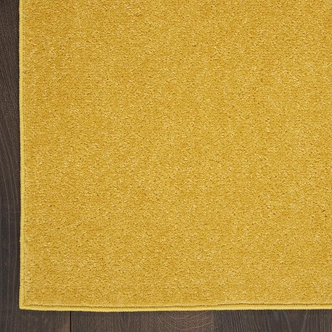 Nourison Home Essentials Solid Indoor/Outdoor Yellow 2'2" x 16 Area Rug, Easy Cleaning, Non Shedding, Bed Room, Living Room, Dining Room, Deck, Patio, Backyard (2x16)