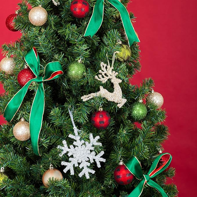 Every Day is Christmas Ornaments, Shatterproof Christmas Tree Ornament Set, Christmas Balls Decoration (50 Count 2.24"/57mm, New Woodland)