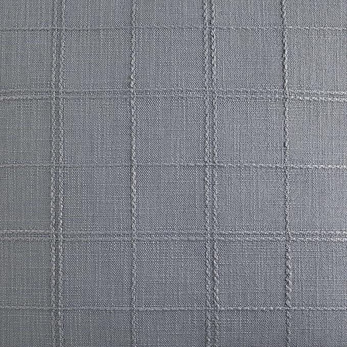 ZeeMart Linen Checked Lumbar Throw Pillow Covers Set of 2, 12x20 Inch Allover Grid Blue Ashes, Farmhouse Decorative Double Sided Grid Embroidered Couch Pillow Cases Blue Cotton Linen Cushion Covers