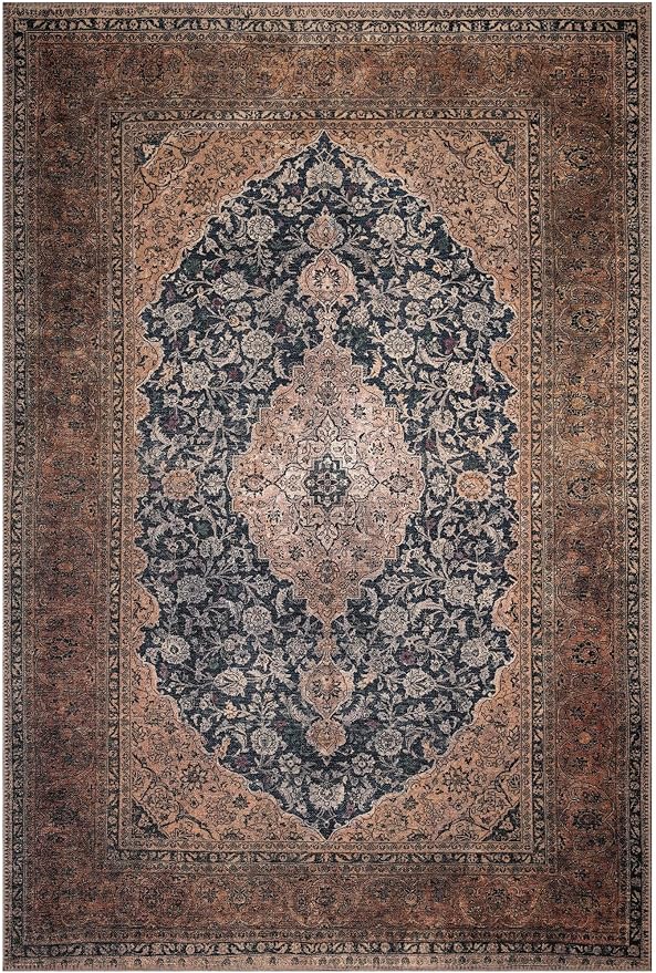 Keen Home Design 9x12 Rug - Machine Washable Area Rug with Non-Slip Backing, Ideal for Living Room, Dining Room, Bedroom - Vintage, Easy Clean, Durable, Low Pile Rug - (9' x 12')