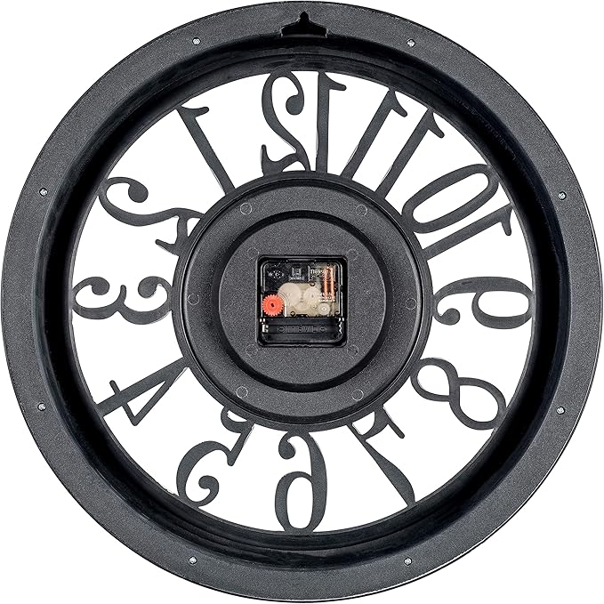 Bernhard Products Large Wall Clock 16 Inch Gray Noiseless Battery Operated Quality Quartz Rustic Farmhouse Shabby Chic Vintage Design for Kitchen/Living Room/Bedroom/Decorative Stylish Clocks