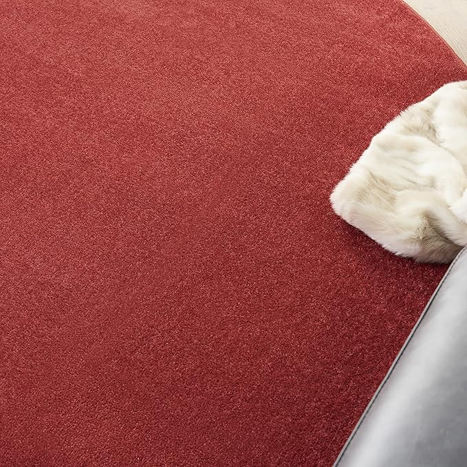 Nourison Home Essentials Solid Contemporary Brick Red 6' Round Area Rug , 6' X 6'Round