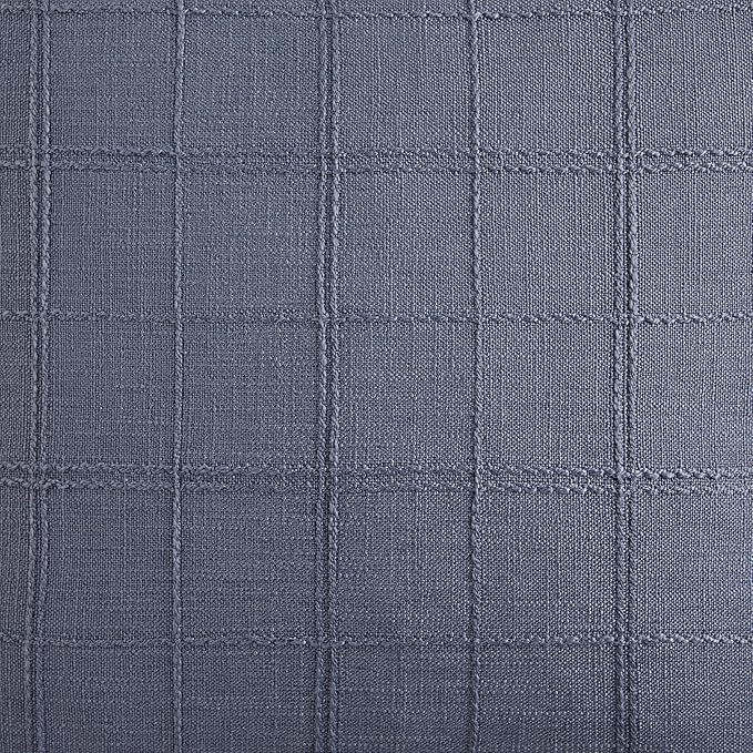 ZeeMart Linen Checked Throw Pillow Covers Set of 2, 22x22 Inch Allover Grid Blue, Farmhouse Decorative Double Sided Grid Embroidered Couch Pillow Cases Blue Cotton Linen Cushion Covers