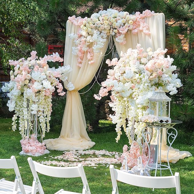 Sggvecsy Cherry Blossom Garland Artificial Cherry Flower Vines 8 Pack Hanging Silk Flowers Garland for Home Wedding Garden Party Arch Office Decor (Pink)