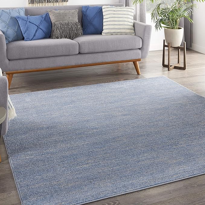 Nourison Home Essentials 5' x Square Blue Gray Fabric Outdoor Area Rug (5' Square)