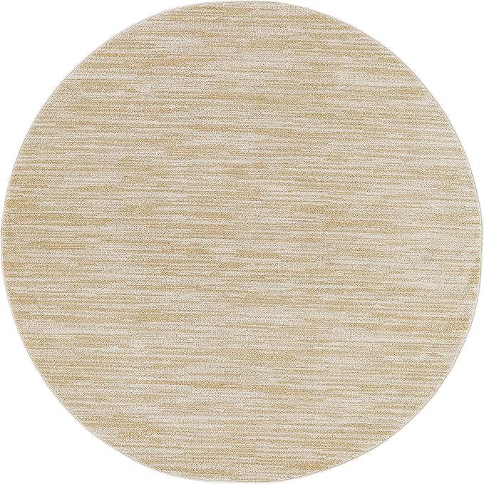 Nourison Home Essentials 8' x Round Ivory Gold Fabric Area Rug