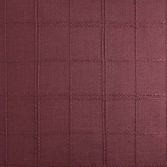 ZeeMart Linen Checked Throw Pillow Covers Set of 2, 16x16 Inch Burgundy/Cream, Farmhouse Decorative Single Sided Grid Embroidered Couch Pillow Cases Red Cotton Linen Cushion Covers