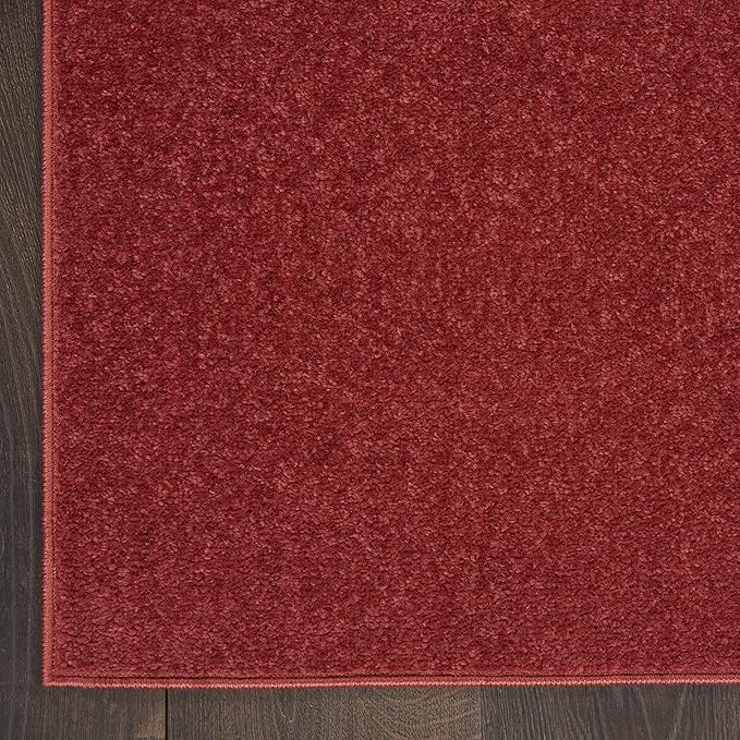Nourison Essentials Indoor/Outdoor Brick Red 5' x Square Area Rug, Easy Cleaning, Non Shedding, Bed Room, Living Room, Dining Room, Backyard, Deck, Patio (5 Square)