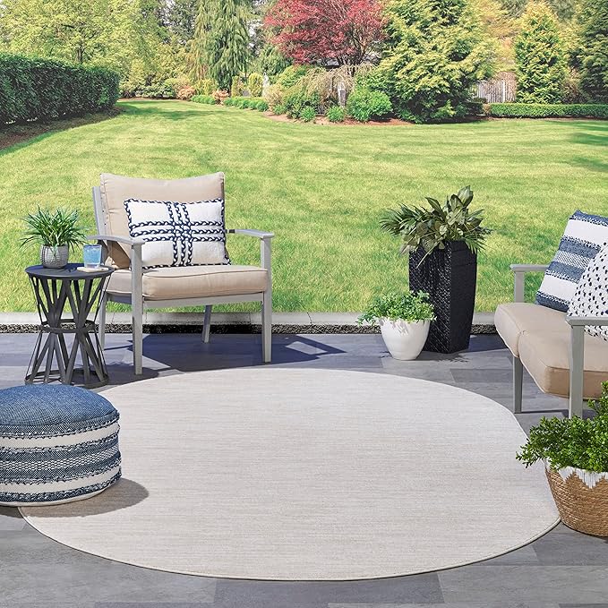 Nourison Home Essentials Indoor/Outdoor Ivory Beige 6' x 9' Oval Area Rug, Easy Cleaning, Non Shedding, Bed Room, Living Room, Dining Room, Backyard, Deck, Patio (6x9 Oval)