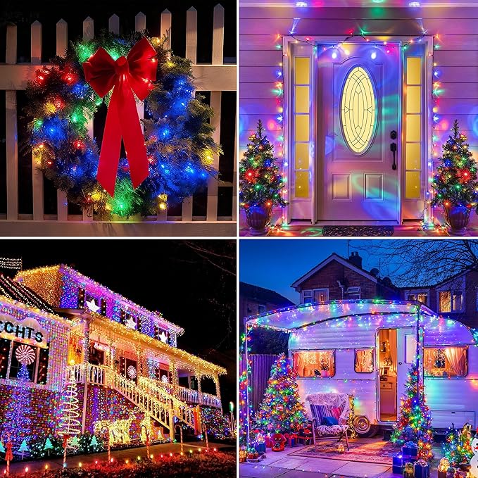 50LED Battery Operated String Lights with Timer 8 Modes Waterproof Outdoor Indoor for Christmas Decor Multicolor 2 Pack