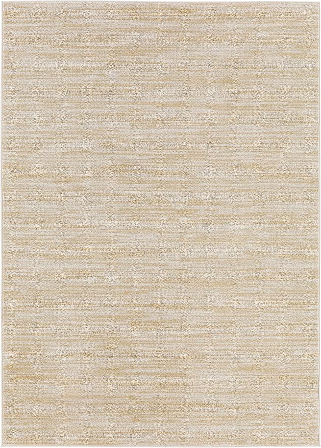 Nourison Home Essentials Indoor/Outdoor Ivory Gold 5' x 7' Area Rug, Easy Cleaning, Non Shedding, Bed Room, Living Room, Dining Room, Backyard, Deck, Patio (5x7)