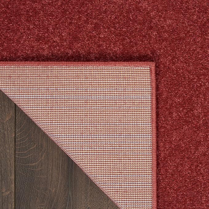 Nourison Essentials Indoor/Outdoor Brick Red 5' x Square Area Rug, Easy Cleaning, Non Shedding, Bed Room, Living Room, Dining Room, Backyard, Deck, Patio (5 Square)