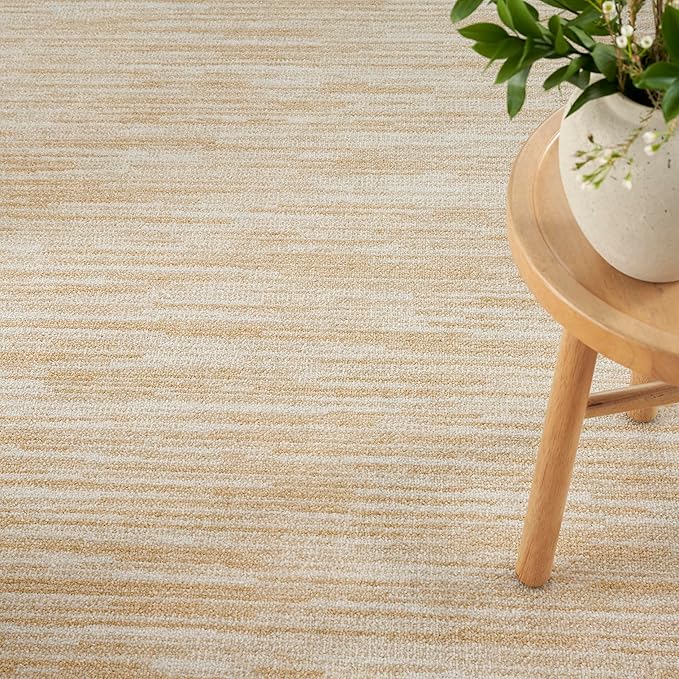 Nourison Home Essentials Indoor/Outdoor Ivory Gold 5' x 7' Area Rug, Easy Cleaning, Non Shedding, Bed Room, Living Room, Dining Room, Backyard, Deck, Patio (5x7)