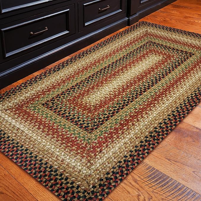 Gingerbread Jute Kitchen Rugs 27x45 - Country Braided Rugs for Kitchen Floor and Entryway, Durable, Pet Friendly and Easy to Maintain