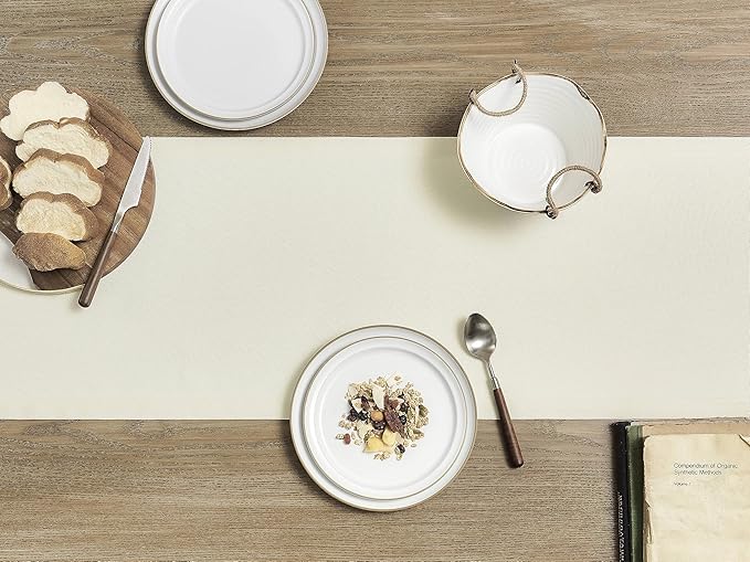 ZeeMart Basic Linen Style Table Runner, 14 x 72 Inch Off White, Rustic Farmhouse Creamy White Table Runners 72 Inches Long, Everyday Polyester Table Runner - Machine Washable & Easy Care