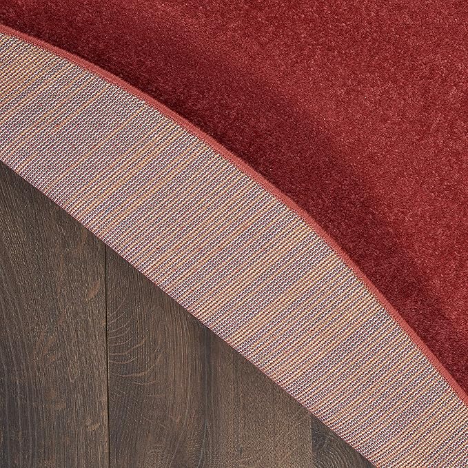 Nourison Home Essentials Solid Contemporary Brick Red 6' Round Area Rug , 6' X 6'Round